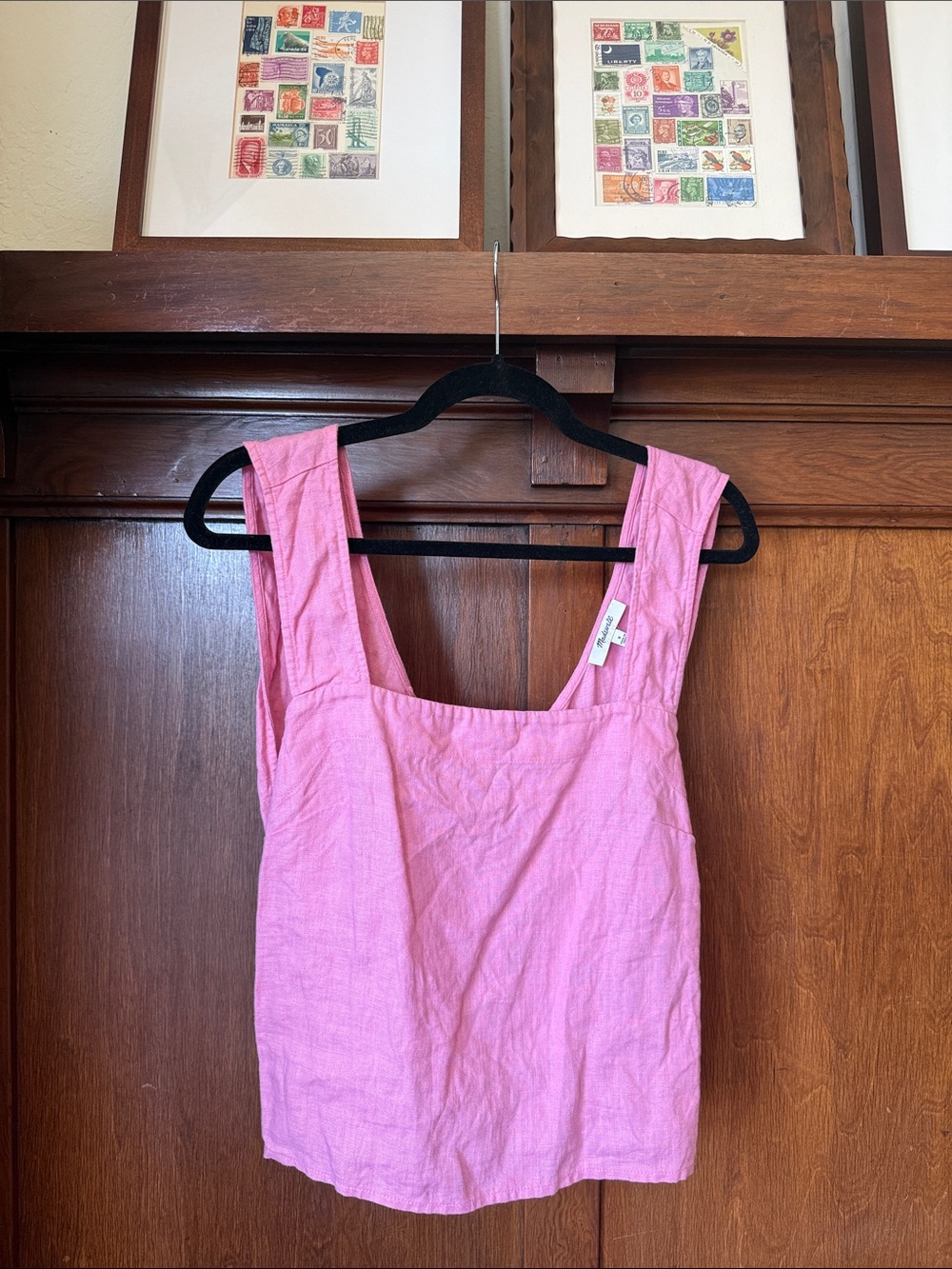 Madewell Pink Square-Neck Linen Tank